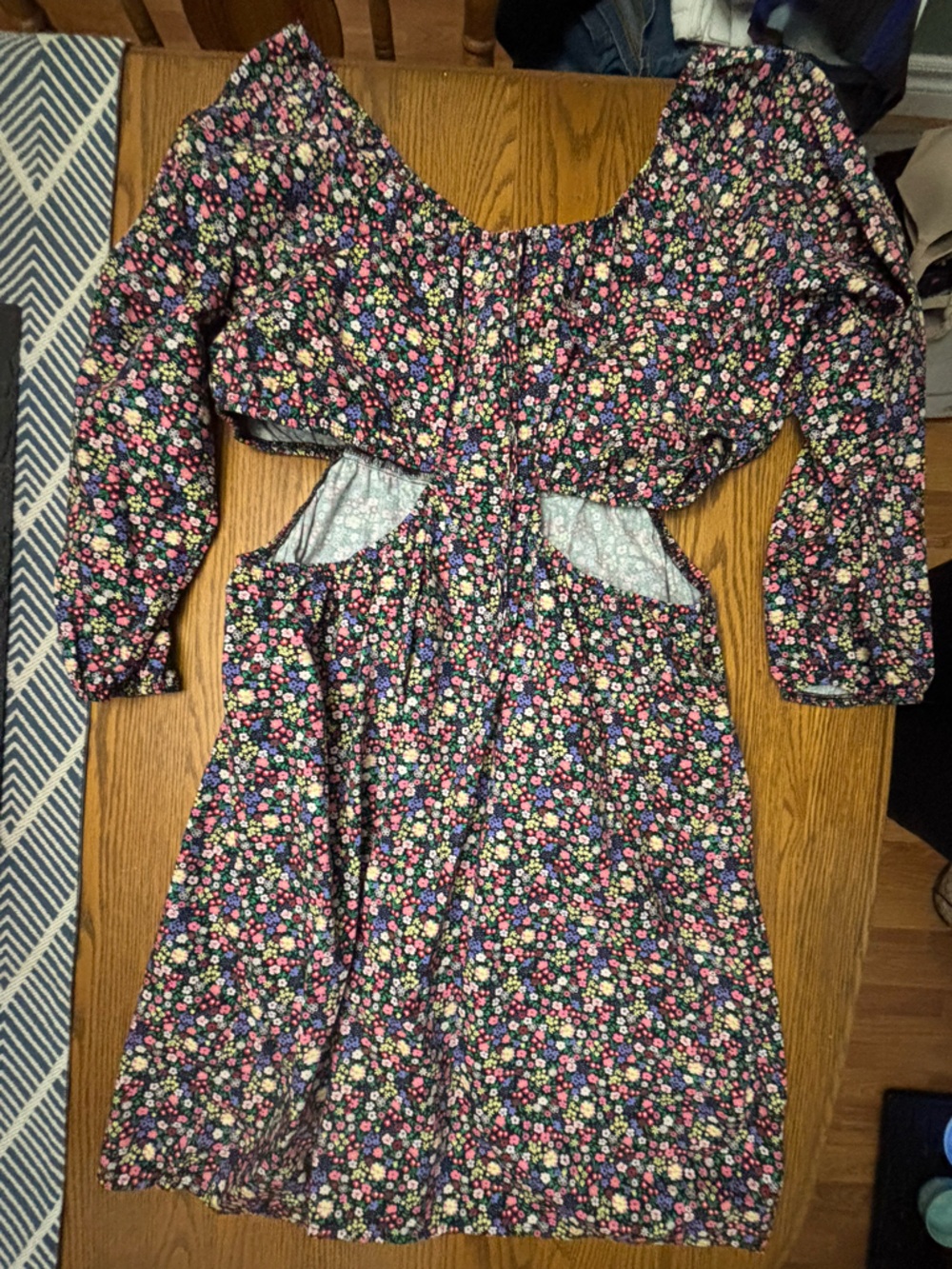 NOBO Black Floral Short-Sleeve Top with Pink and Green Accents